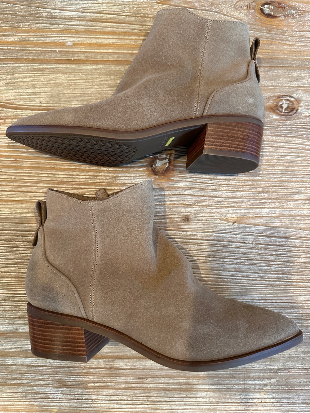 Cole Haan Taupe Suede Ankle Boots - Low Stacked Heel